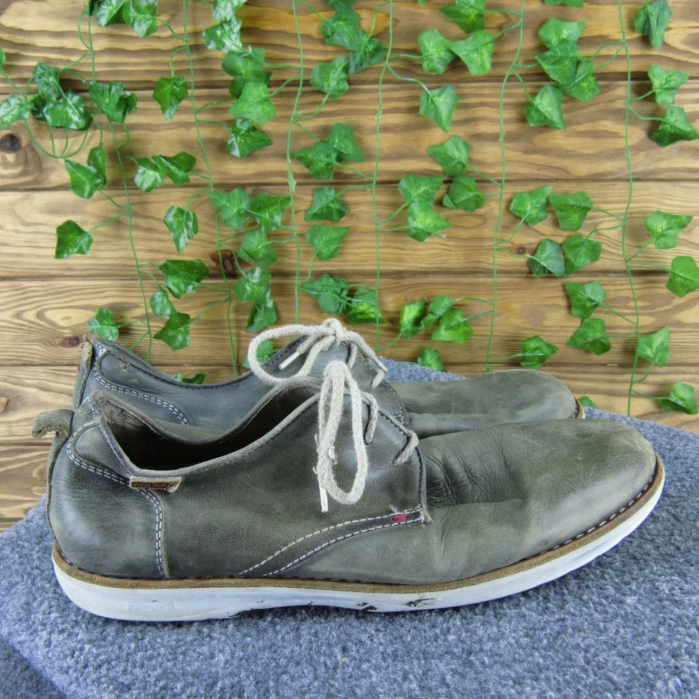 Pikolinos Men's Casual Shoes Gray Leather Size 44 M‎ Lace-Up Comfortable